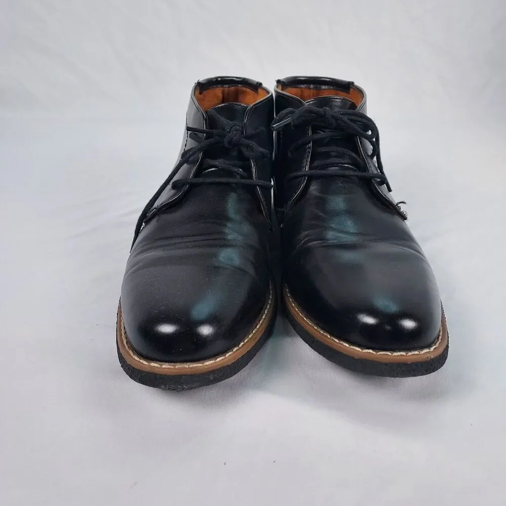 Deer Stags Zeus Chukka Boots Mens 7 Black Leather Lace Up Casual